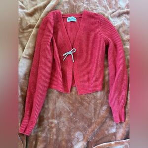 Red Sweater with Bow Detail